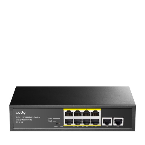 Cudy FS1010P łącza sieciowe Fast Ethernet (10/100) Obsługa PoE Czarny - 2223656