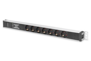 Digitus Listwa zasilająca PDU, 7x gniazdo schuko, 2.0m, 1x wtyk unischuko,16A, zabezpieczenie przepięciowe, filtr sieciowy, profil aluminiowy