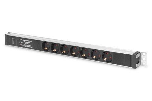 Digitus Listwa zasilająca PDU, 7x gniazdo schuko, 2.0m, 1x wtyk unischuko,16A, zabezpieczenie przepięciowe, filtr sieciowy, profil aluminiowy - 2004279