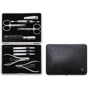 ZESTAW DO MANICURE Zwilling Classic Inox – skórzane etui, 10 elementów - Czarny