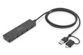 Hub USB 3.0/Koncentrator DIGITUS 4-portowy SlimLine USB A + adapter USB-C 1,2m 5Gbps złącze zasilania USB-C - 2421941