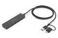 Hub USB 3.0/Koncentrator DIGITUS 4-portowy SlimLine USB A + adapter USB-C 1,2m 5Gbps złącze zasilania USB-C - 2421939