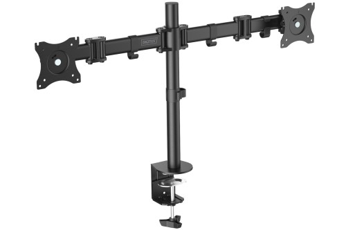 Stojak biurkowy podwójny z zaciskiem DIGITUS, 2xLCD, max. 27", max. 8kg, uchylno-obrotowy 360° PIVOT - 1935198