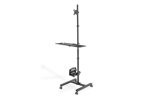 Stojak - mobilna stacja robocza DIGITUS 1xLCD max.32" max.8kg + klawiatura + PC max.10kg, uchyl.-obrot. - 1935282