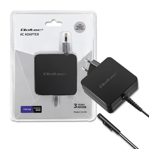 Zasilacz sieciowy Qoltec do Microsoft Surface Pro 5/6 60W | 15V | 4A - 2325088