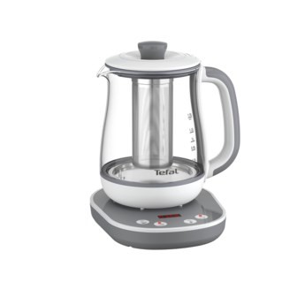 TEFAL Czajnik Tastea | BJ551B10 | Czajnik do herbaty | 1400 W | 1,5 L | Szkło | Podstawa obrotowa 360° | Szary/Biały - 2103844