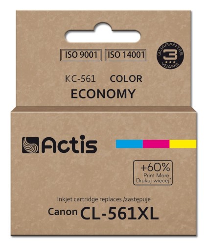 Actis KC-561 Tusz (zamiennik Canon CL-561XL; Supreme; 18 ml; błękitny, purpurowy, żółty). Drukuje więcej o 60% względem OEM. - 2436291