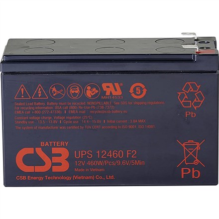 CSB Battery Battery 12V, 9Ah, AGM | UPS12460F2 | 460 W - 2437059