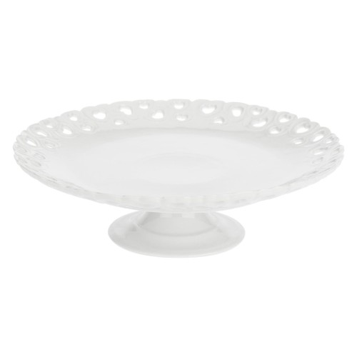 Zdobiona patera do ciasta Valentino - Biały, 26 cm - 2414765
