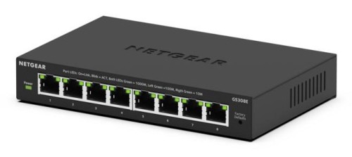 NETGEAR GS308E Zarządzany L2/L3 Gigabit Ethernet (10/100/1000) Obsługa PoE Czarny - 2359201