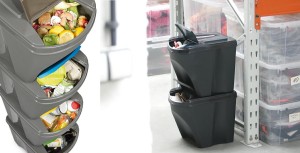 Kosz na śmieci Sortibox 25L set 4 - kamienny szary szeroki
