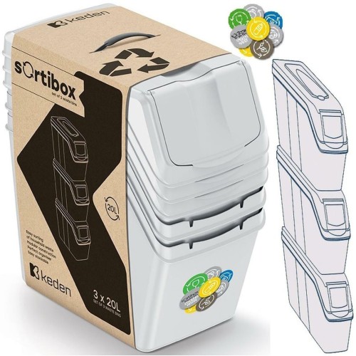 KEDEN KOSZ NA ŚMIECI SORTIBOX 20L SET 3 - POPIELATY - 2173171