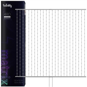 Twinkly Matrix – 480 RGB LED Lampki w kształcie pereł, przezroczysty przewód, 3.3x3.3ft typ wtyczki F