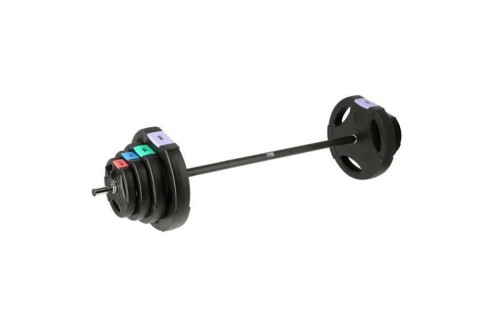 Sztanga prosta z wymiennym obciążeniem ONE FITNESS GSPO40 (17-57-027) talerze kompozytowe 42 kg Czarny - 2373306