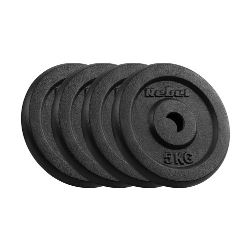 Zestaw obciążeń żeliwnych 4x5kg, otwór 31mm, talerz klasyczny, REBEL ACTIVE - 2254059
