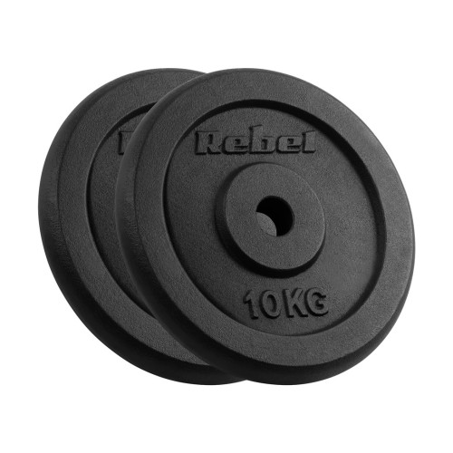 Zestaw obciążeń żeliwnych 2x10kg, otwór 31mm, talerz klasyczny, REBEL ACTIVE - 2254030