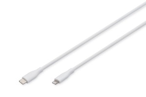 Kabel zasilający DIGITUS silikonowy USB-C - Lightning, USB 2.0 60W, certyfikat MFI, 1m biały