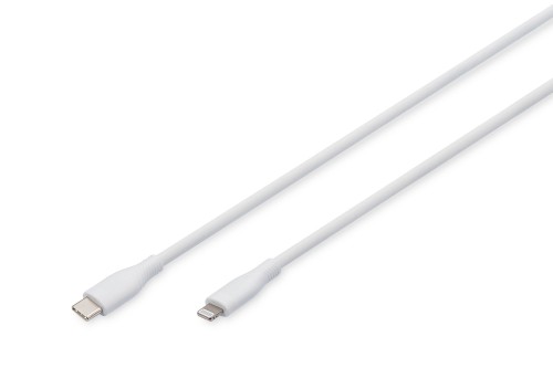 Kabel zasilający DIGITUS silikonowy USB-C - Lightning, USB 2.0 60W, certyfikat MFI, 1m biały - 2428369