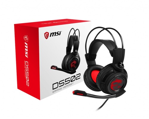 MSI DS502 Zestaw słuchawkowy Przewodowa Opaska na głowę Gaming Czarny, Czerwony - 2427938