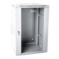 Szafa sieciowa wisząca 19" 15U rack 600x600, drzwi szyba, szary, dzielona, złożona, 60kg - 2435707