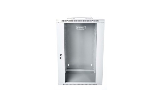 Szafa sieciowa wisząca 19" 15U rack 600x600, drzwi szyba, szary, dzielona, złożona, 60kg - 2435707