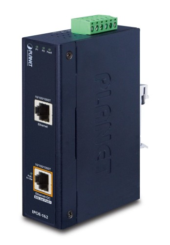 PLANET IPOE-162 łącza sieciowe Gigabit Ethernet (10/100/1000) Obsługa PoE Czarny - 2441251