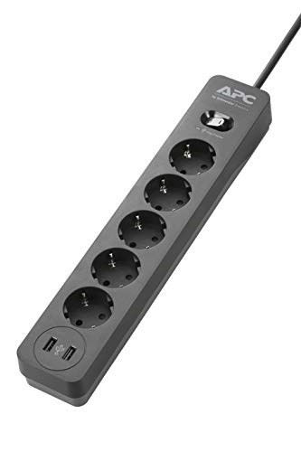 APC PME5U2B-GR ochrona przeciwprzepięciowa Czarny 5 x gniazdo sieciowe 230 V 1,52 m - 2438979
