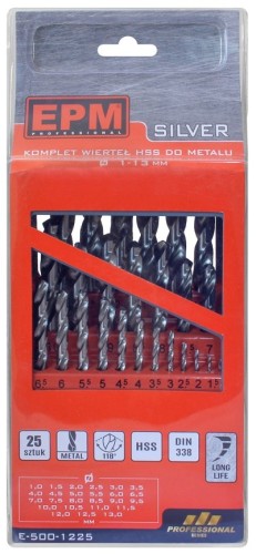 ZESTAW WIERTEŁ HSS DO METALU 1-13MM 25SZT. - 2432222