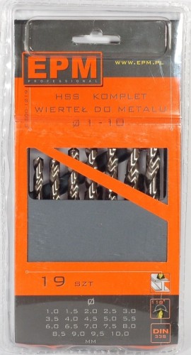 Zestaw wierteł HSS do metalu 1-10mm 19 sztuk - 2432225