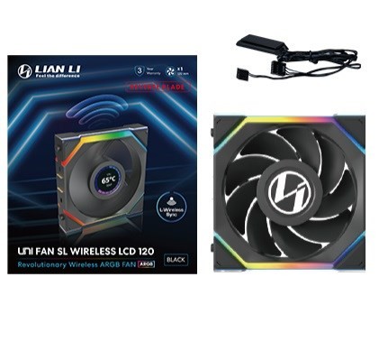 Lian Li UNI FAN SL Wireless LCD 120 Reverse Blade Obudowa komputera Wentylator 12 cm Czarny 1 szt. - 2427227