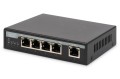 Switch niezarządzalny DIGITUS DN-95330 4x Gigabit Ethernet, PoE+ af/at 62W, 1 port uplink, desktop - 981179