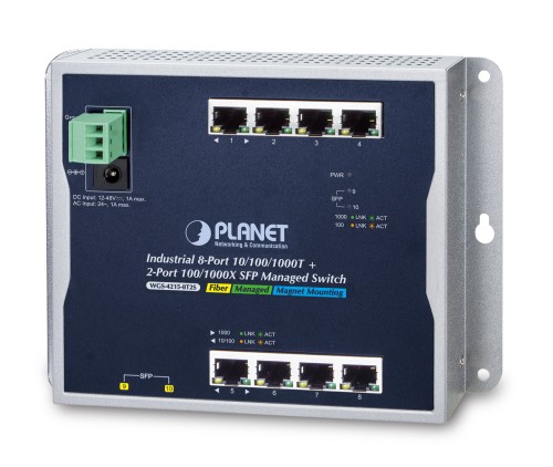 PLANET WGS-4215-8T2S łącza sieciowe Zarządzany L2 Gigabit Ethernet (10/100/1000) Czarny - 2444545