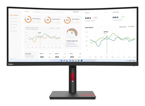 Lenovo ThinkVision T34w-30 LED display 86,4 cm (34") 3440 x 1440 px Wide Quad HD Czarny - 2005061