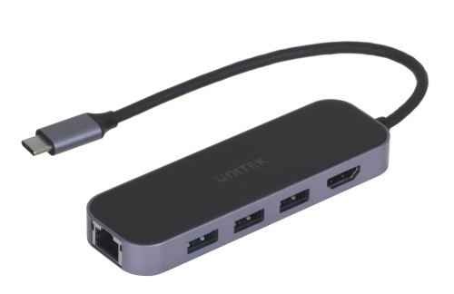 UNITEK HUB USB-C 3.1, RJ-45,3XUSB-A,HDMI,4K,PD100W - 2447813