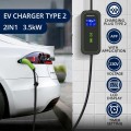 Qoltec 52476 Mobilna ładowarka do samochodu elektrycznego EV z regulacją 2w1 Typ2 | 3.5kW | 230V | Wi-fi | LCD | Przenośna | Wallbox | 5m - 2446386