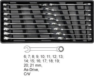 YATO WKŁADKA DO SZUFLADY KLUCZE PŁASKO-OCZKOWE 16 elem. 6-21mm  5531