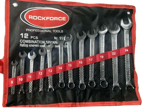 ROCKFORCE KLUCZ PŁASKO-OCZKOWY komplet 12 elementów (8-24mm) - 2251762