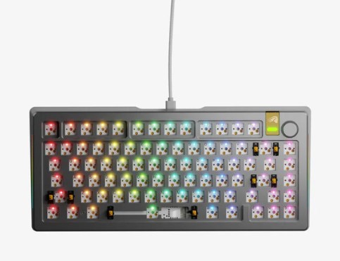 Klawiatura gamingowa Glorious GMMK 3 Pro HE 75% Custom Gaming-Tastatur - Barebone, ANSI-Layout, silber - 2447863
