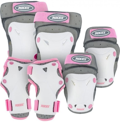 Ochraniacze na łyżworolki Roces Ventilated JR biało różowe 3 Pack 301352 03   Junior M - 2319078