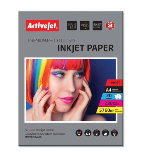 Activejet AP4-230G20 PAPIER FOTO fotograficzny błyszczący (A4; 20 szt.) - 718560