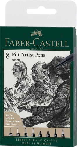 Pisaki Pitt Artist Pen black 8szt - 2442474