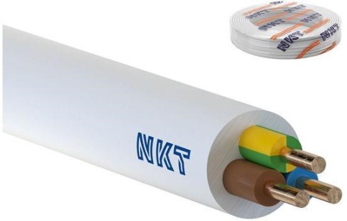 YDY 3X 2.5 ŻO NKT BIAŁY PRZEWÓD INSTALACYJNY OKRĄGŁY DRUT 450/750V KL.1 - 2398243