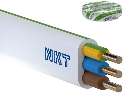 Przewód instalacyjny płaski drut YDYP 3X 2.5 ŻO NKT biały 450/750V Kl.1 - 2398242