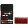 Zestaw podróżny do manicure Zwilling Classic Inox – skórzane etui, 5 elementów - Czerwony - 1890264
