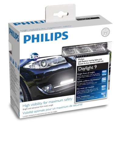 Światła do jazdy dziennej Philips DRL LED DayLight 9 12V 6W-9 ledowe, (125 szer. 24 wys. 31 gł. mm) Posiadają homologację ECE R87 - 2447610
