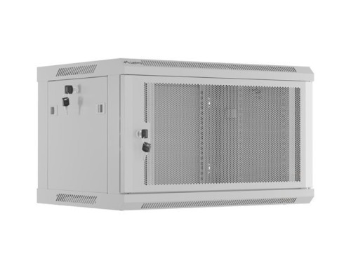 Szafa instalacyjna Lanberg rack wisząca 19" 6U 600x450 drzwi perforowane szara (flat pack) - 2465610