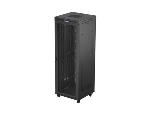 Szafa instalacyjna Rack Lanberg stojąca 19" 47U 800x800 czarna drzwi perforomowane LCD (flat pack) - 2465469
