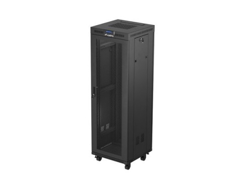 Szafa instalacyjna Rack Lanberg stojąca 19" 37U 600x600 czarna drzwi perforowane LCD (flat pack) - 2465470