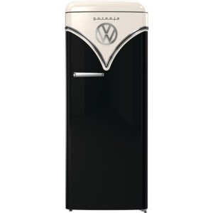 Chłodziarka Retro Gorenje OBRB615DBK z zamrażarką, klasa energetyczna D, wolnostojąca, wysokość 152.5 cm, pojemność chłodziarki 225 L, pojemność zamrażarki 22 L, poziom hałasu 38 dB, czarna