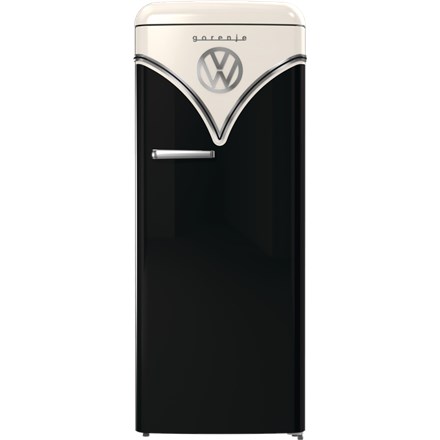 Chłodziarka Retro Gorenje OBRB615DBK z zamrażarką, klasa energetyczna D, wolnostojąca, wysokość 152.5 cm, pojemność chłodziarki 225 L, pojemność zamrażarki 22 L, poziom hałasu 38 dB, czarna - 2425854